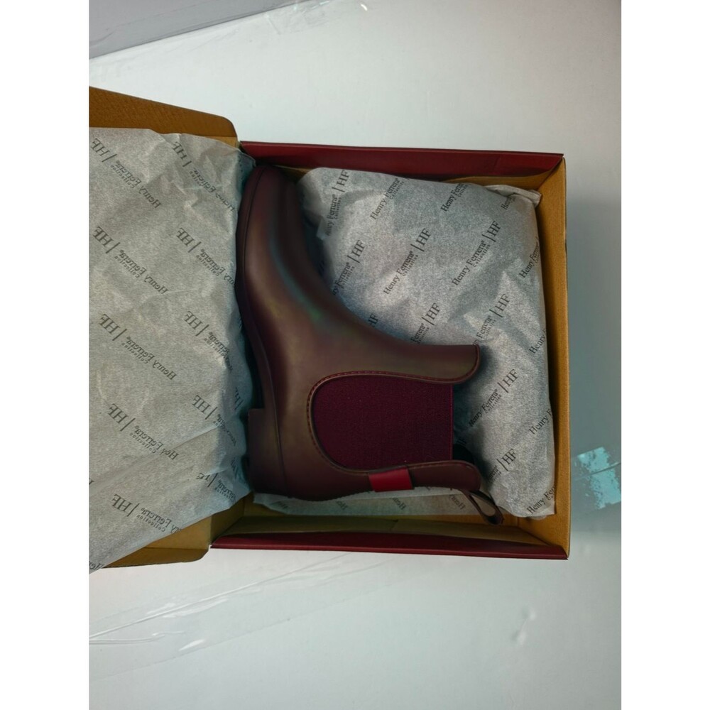 Women's Burgundy Chelsea Rain Boot with Decorative Buckle - Picture 5 of 7